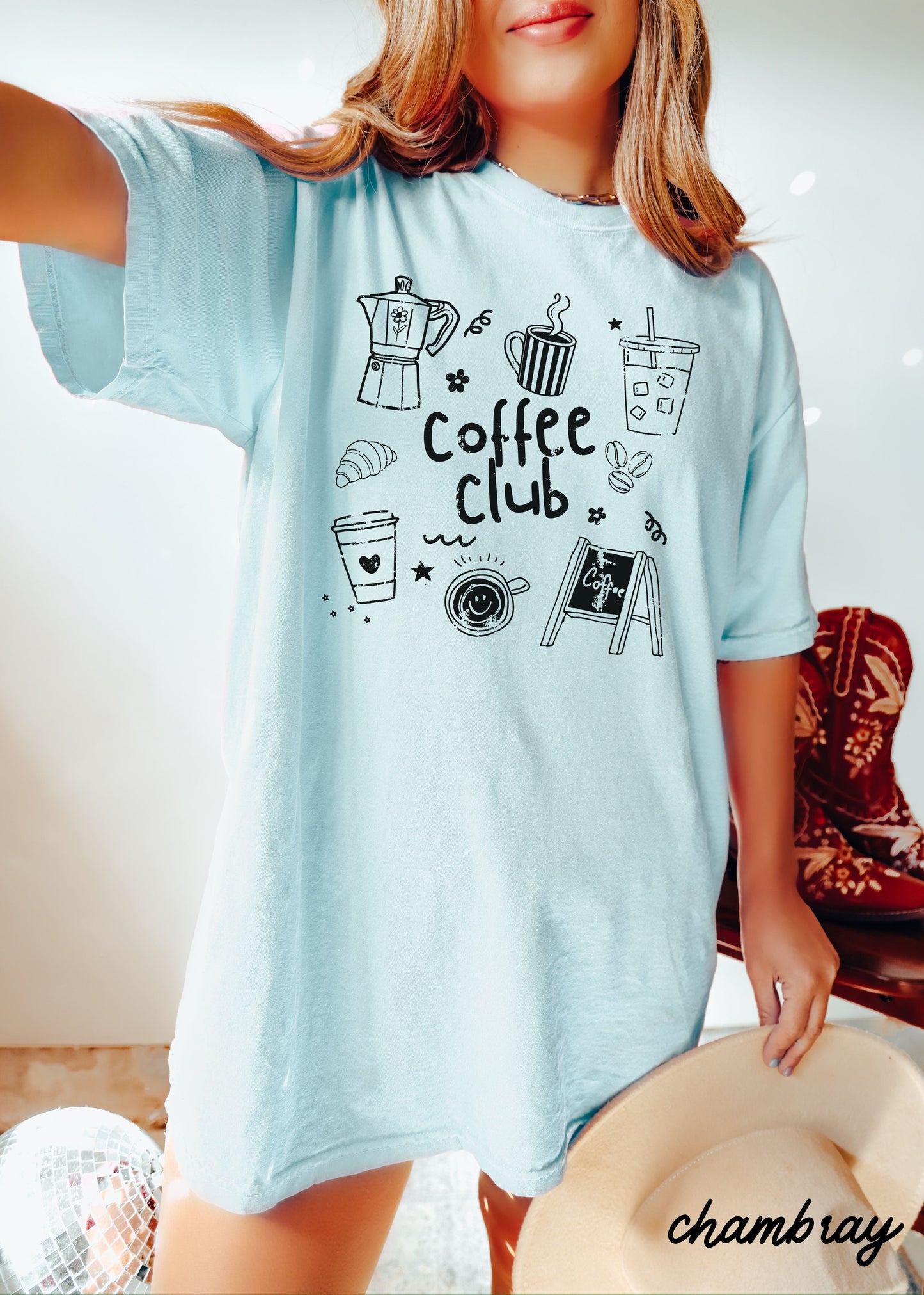 Coffee Club Doodle Tee *16 Colors (S-3X) SC Chloe Vs Tank The Boutique