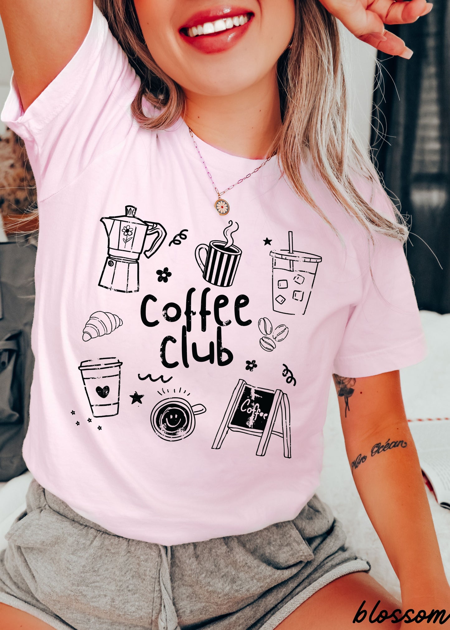 Coffee Club Doodle Tee *16 Colors (S-3X) SC Chloe Vs Tank The Boutique