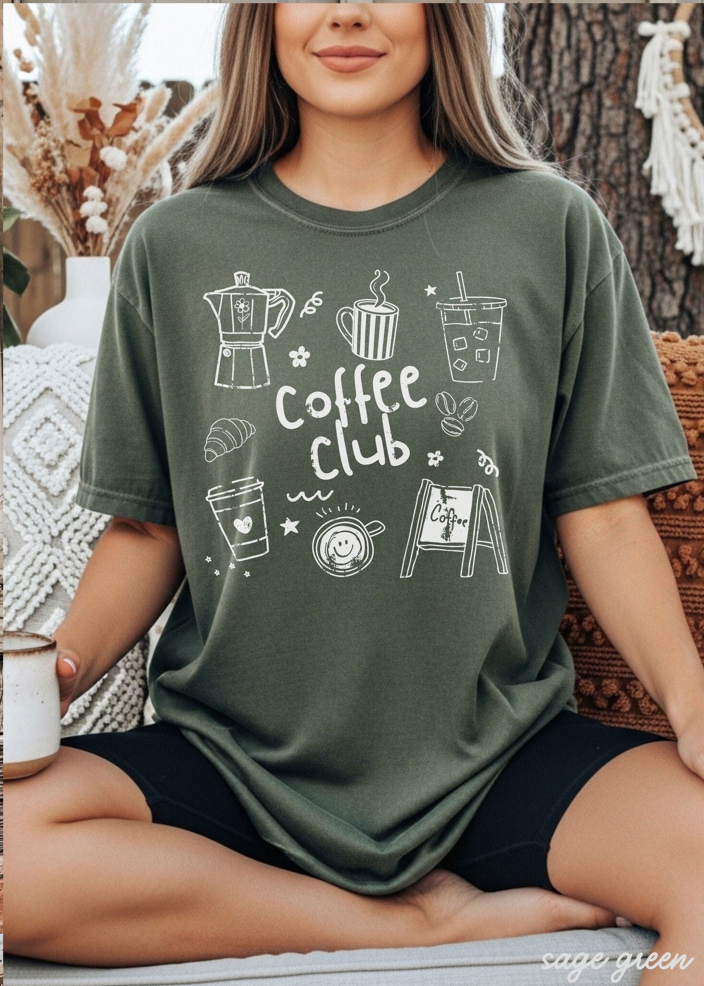Coffee Club Doodle Tee *16 Colors (S-3X) SC Chloe Vs Tank The Boutique