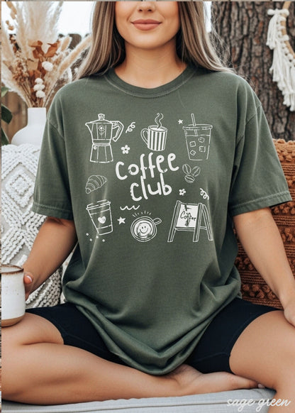 Coffee Club Doodle Tee *16 Colors (S-3X) SC Chloe Vs Tank The Boutique