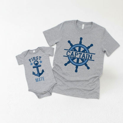 father son shirts - nautical captain & first mate - father's day gifts - toddler baby Joyful Moose