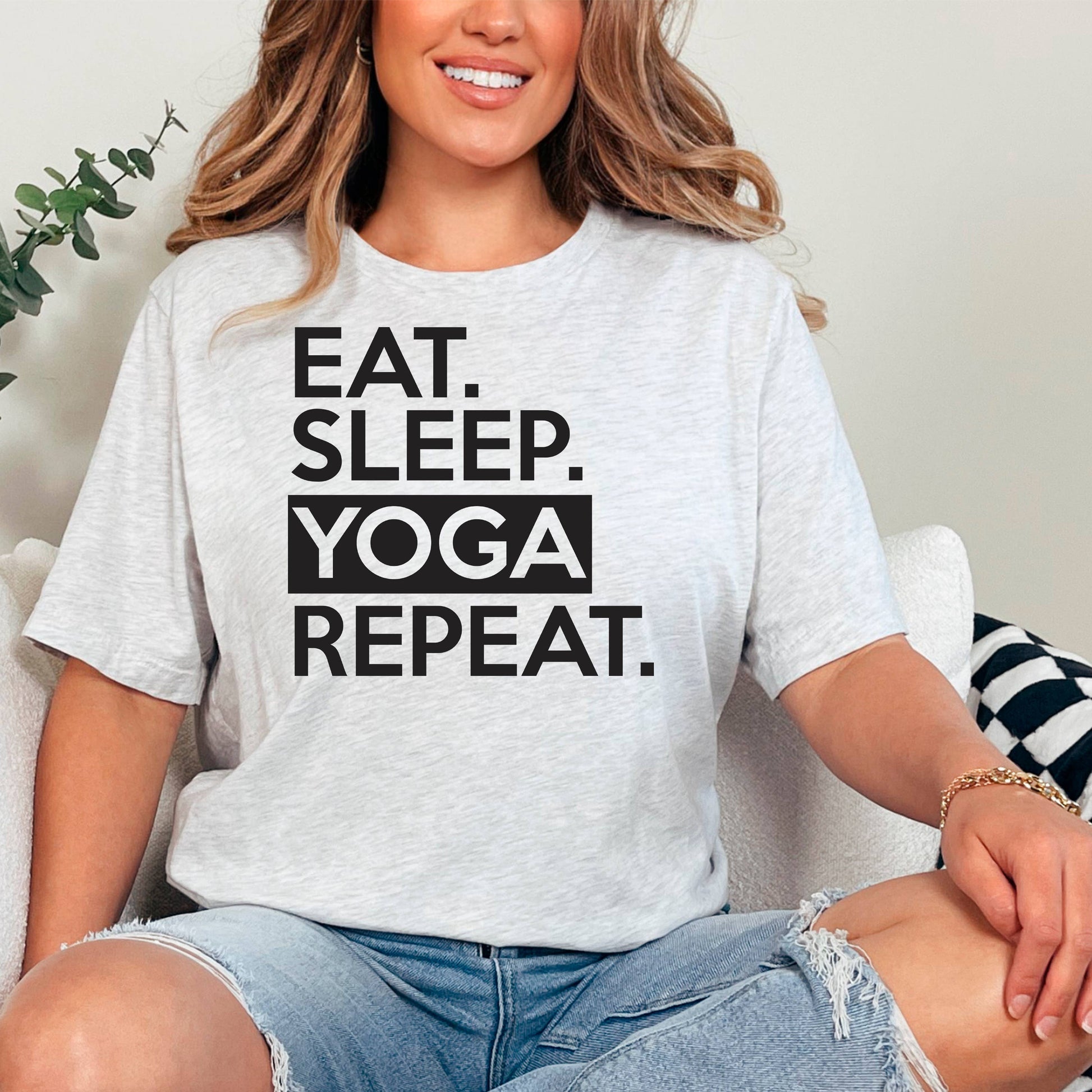 Yoga Graphic Tees Women | Eat Sleep Yoga Repeat Tee Joyful Moose