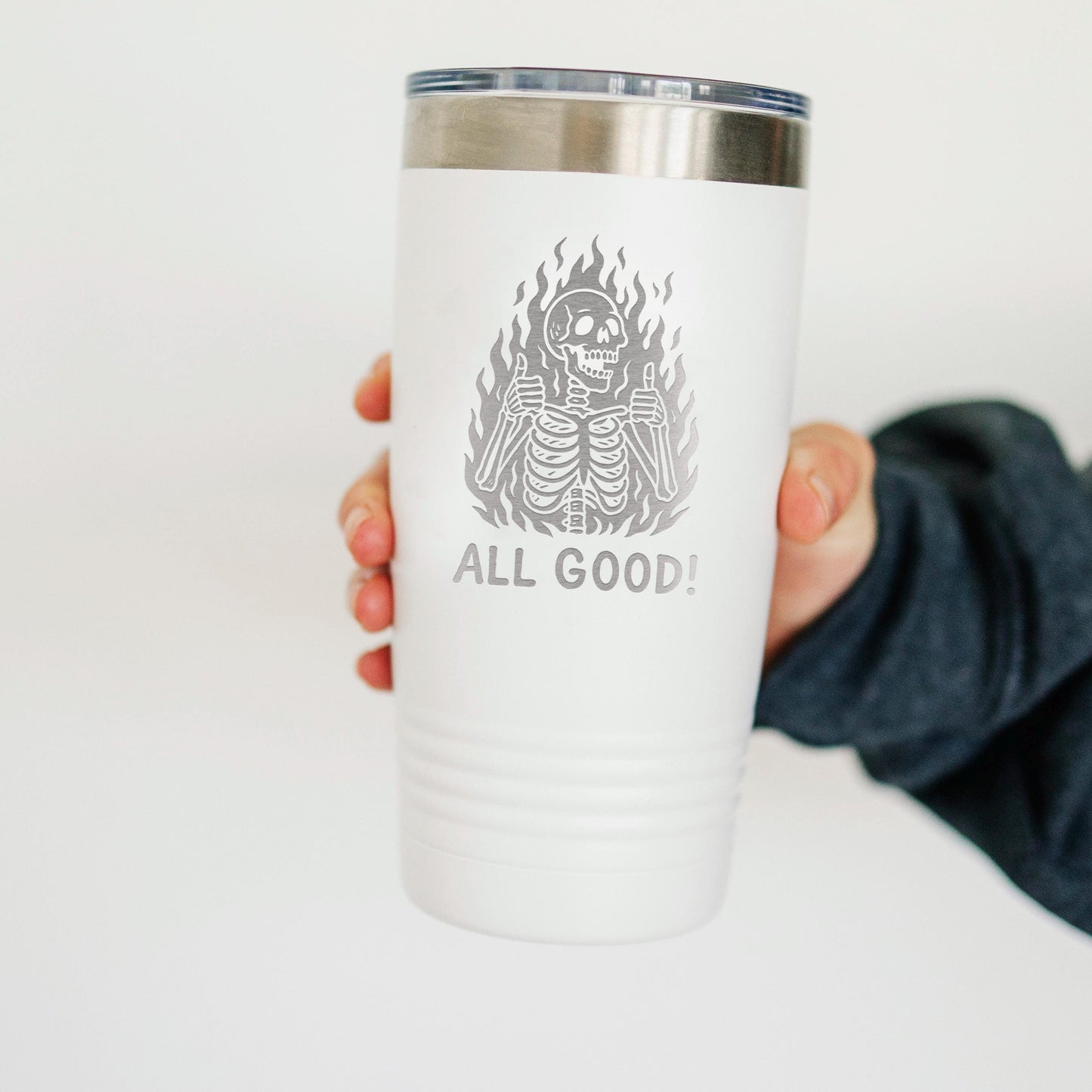 Insulated Travel Mug – Double Wall Tumbler with Funny Skeleton Gift, Spill Proof Joyful Moose