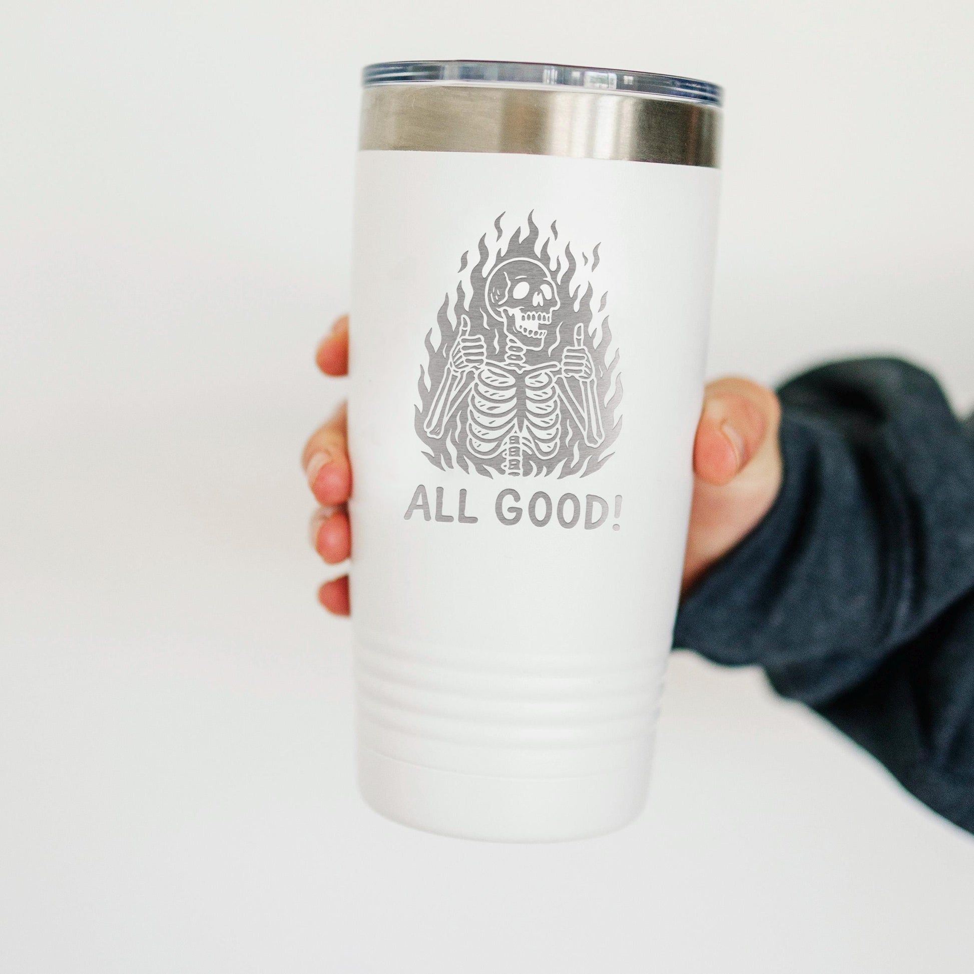 Insulated Travel Mug – Double Wall Tumbler with Funny Skeleton Gift, Spill Proof Joyful Moose