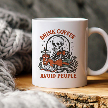 Skeleton Coffee Mug - Dark Humor Mug | Funny Coffee Cup for Introvert Gift Joyful Moose