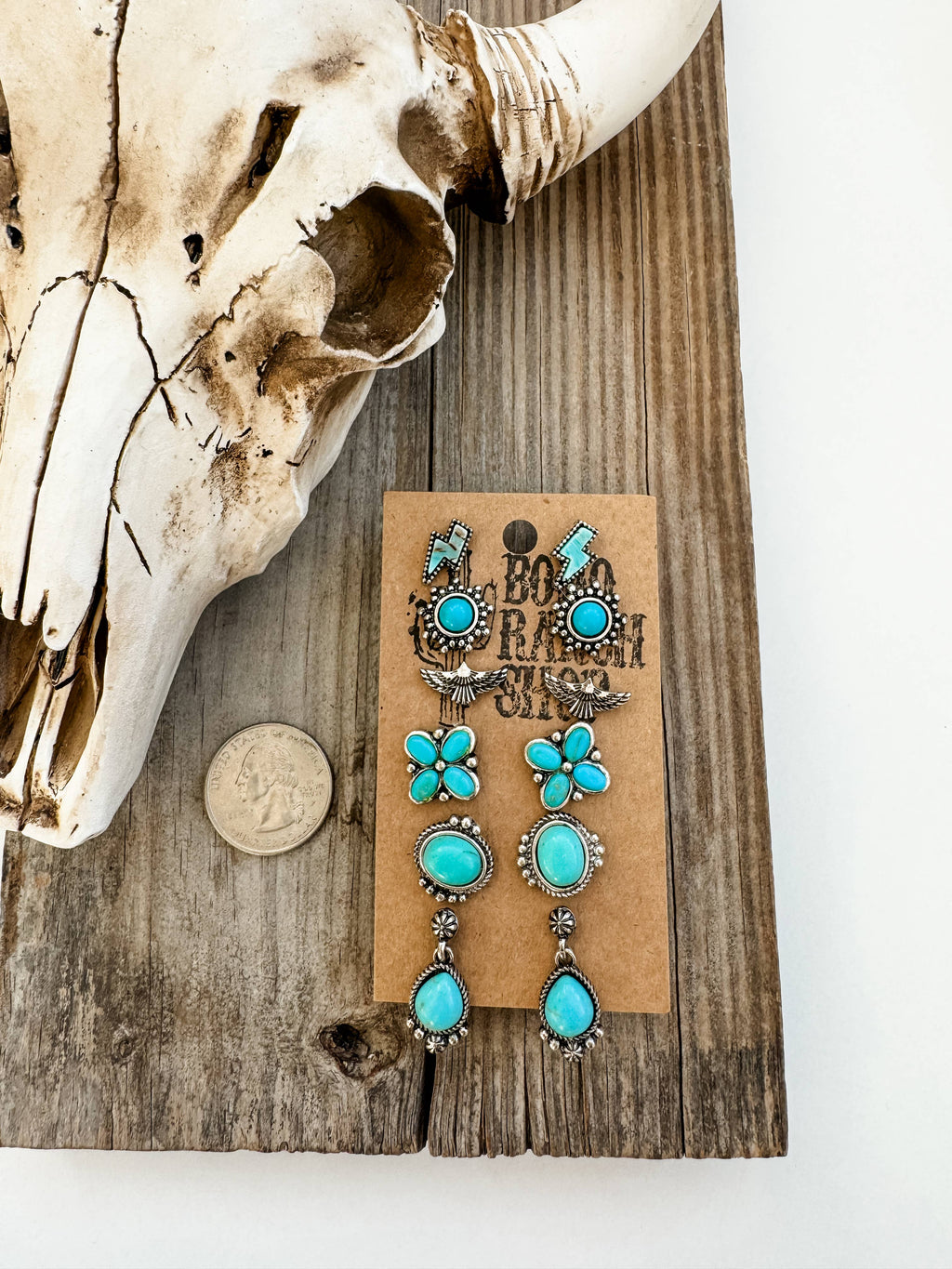 6 Pair Western Navajo Style Stud Earring Set  Wild Cactus Boutique