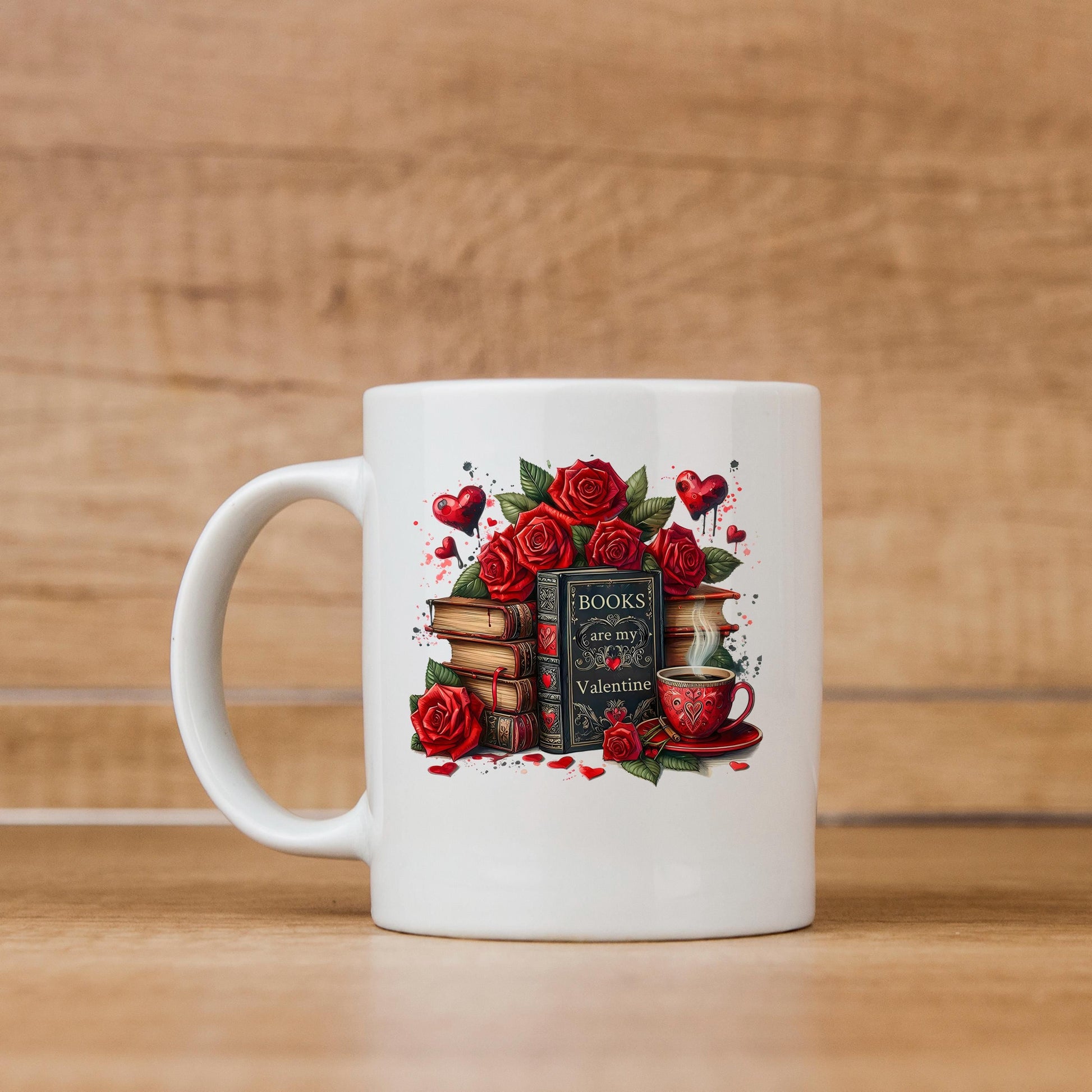 Books Are My Valentine Mug - Cozy Reading Accessory | Durable Ceramic Cup Joyful Moose
