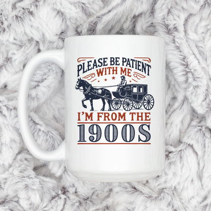 1900s Humor Mug – Vintage Ceramic Cup With Horse Carriage Design Joyful Moose