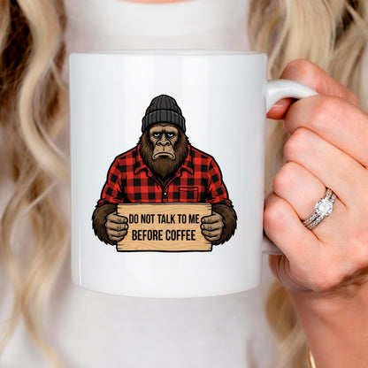 Funny Bigfoot Mug – Grumpy Sasquatch Coffee Cup | Don’t Talk Before Coffee Joyful Moose
