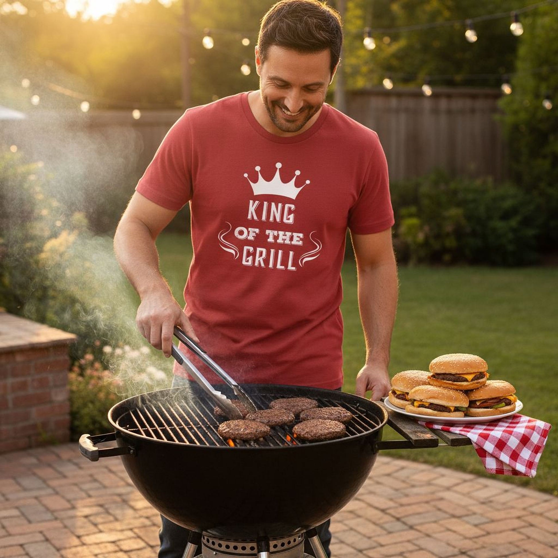Men's Grill T-shirt King of the Grill BBQ Cooking Gift for Dad Grilling Gift Idea Joyful Moose