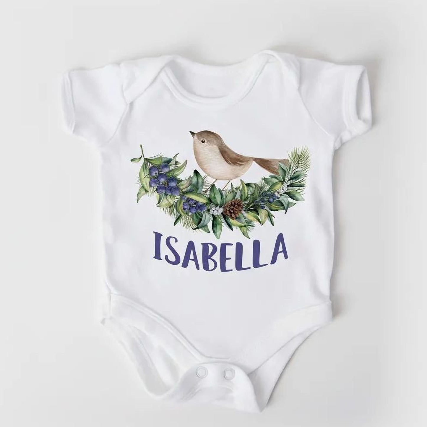 Personalized baby girl outfit, Baby Girl Bodysuit, Custom Baby Shower Gift, baby shower girl, woodland baby shirt spring greenery outfit Joyful Moose