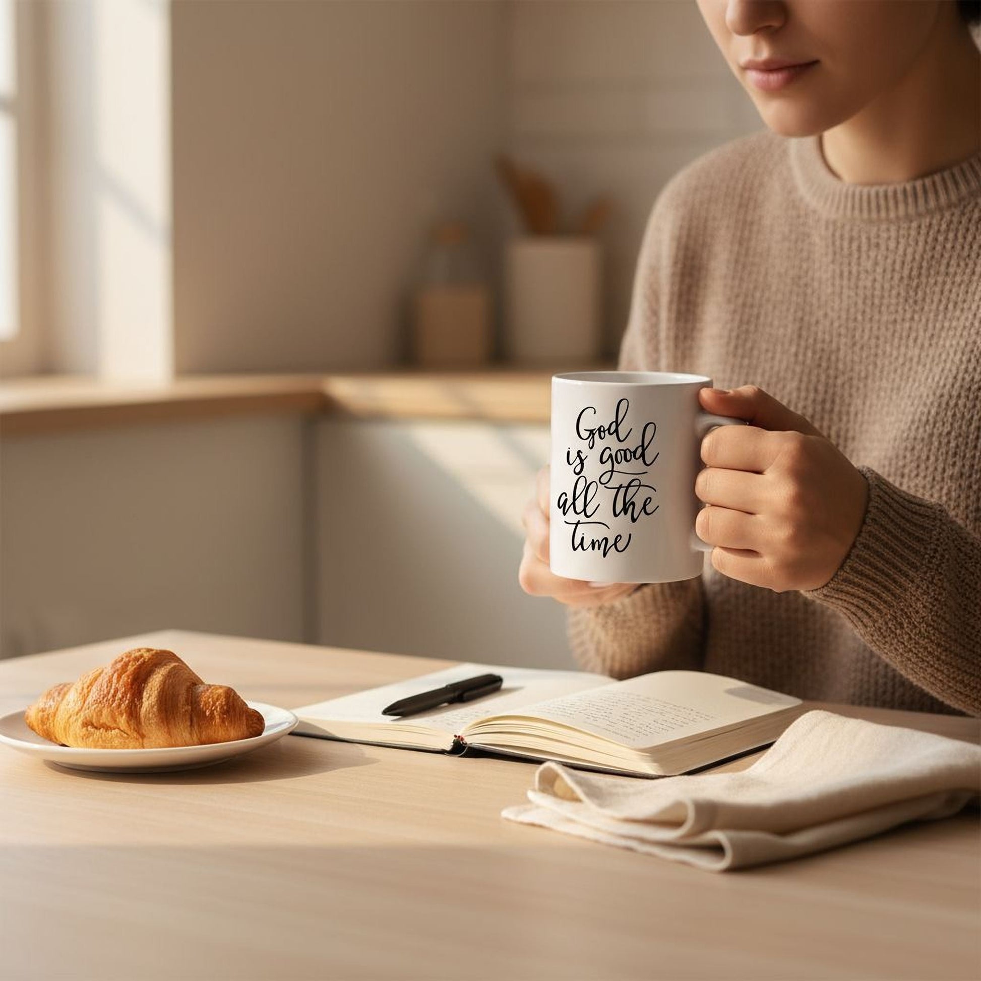 Christian Coffee Mug – God Is Good Mug | Bible Verse Ceramic Cup, Dishwasher Safe Joyful Moose