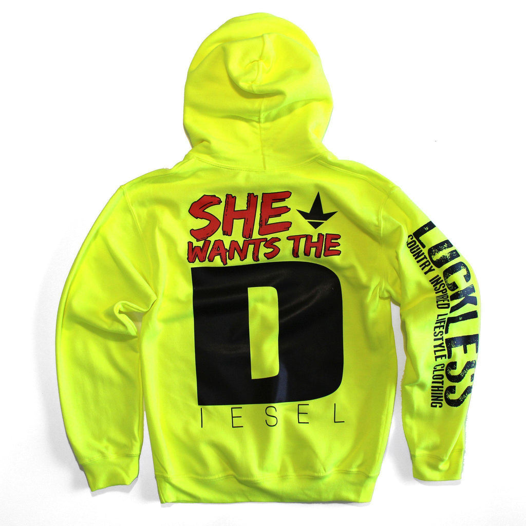 She Wants the Diesel | Funny Men's and Women's Black Country Hoodie Luckless Outfitters