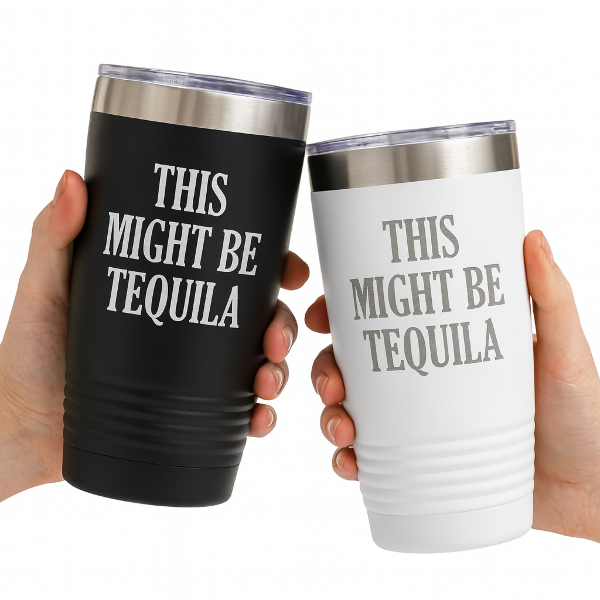 Vacuum Insulated Tumbler - Stainless Steel Travel Drink Mug With Laser Engraved Design Joyful Moose