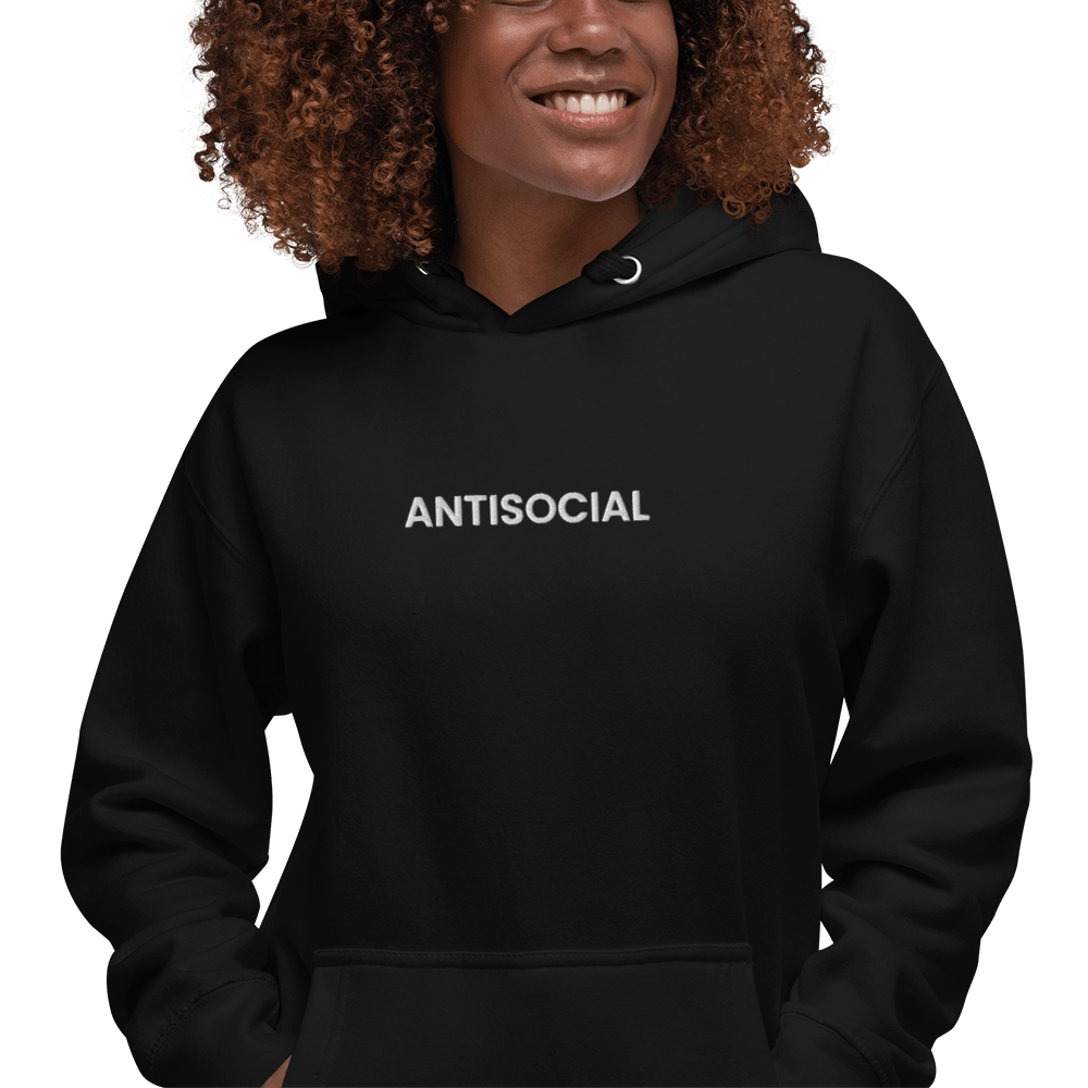 Antisocial Embroidered Hoodie Goth Cloth Co.