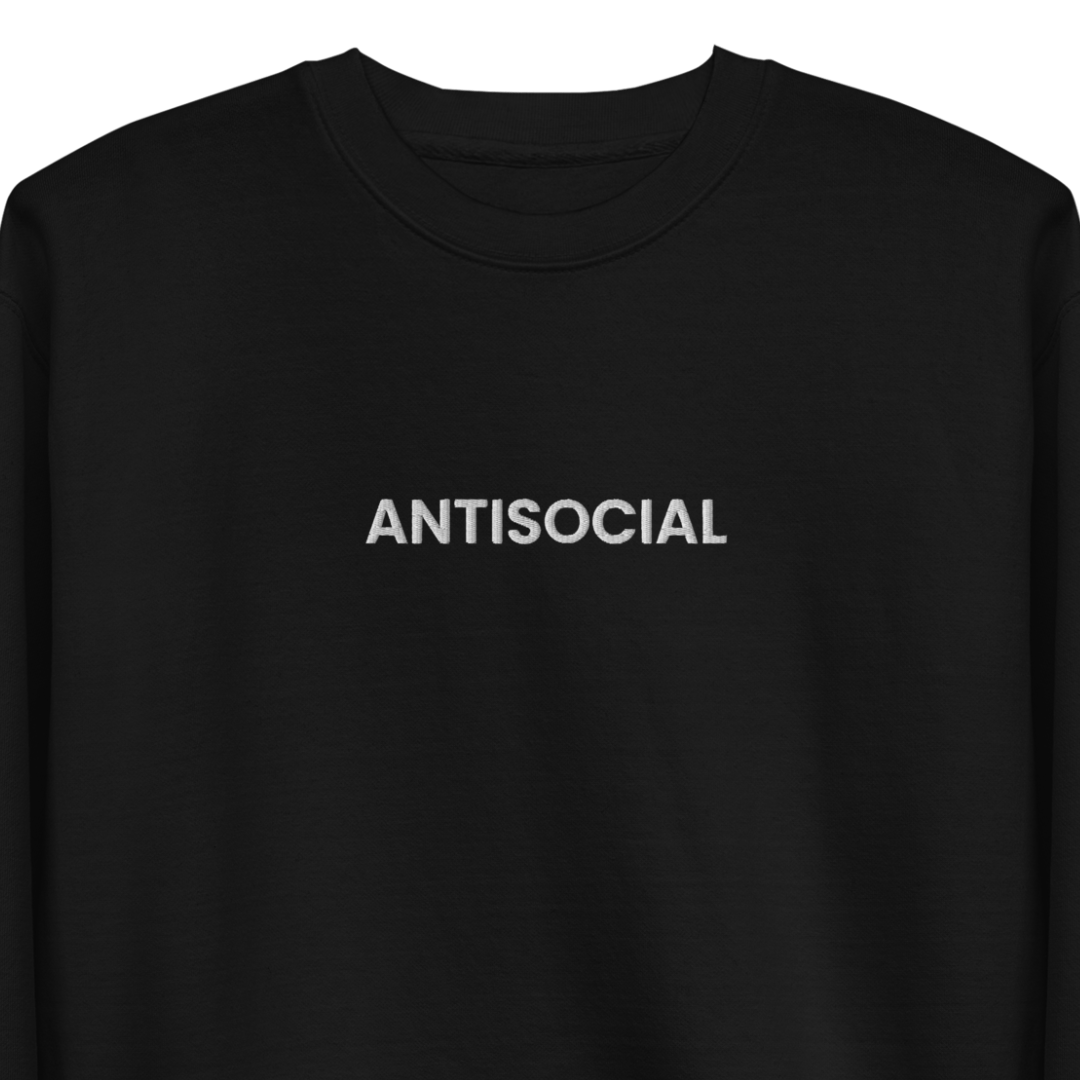 Antisocial Embroidered Unisex Sweatshirt Goth Cloth Co.