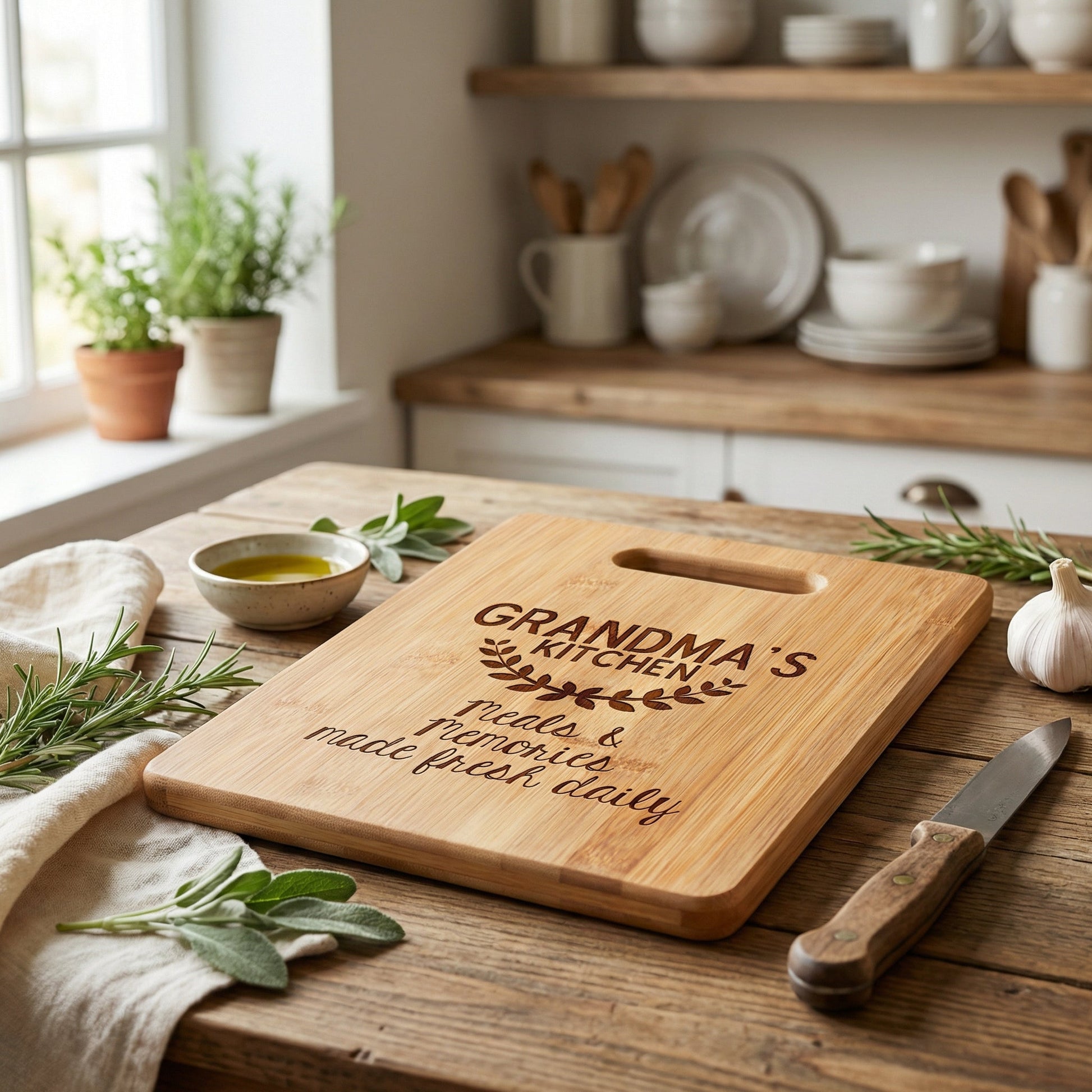 Grandma's Kitchen Cutting Board - Personalized Mother's Day Gift for Her, Mom, Nana, Grandmother Joyful Moose
