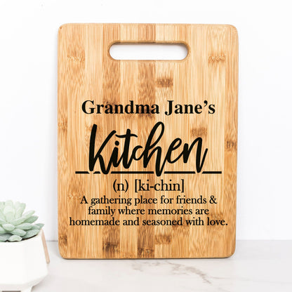 Personalized Bamboo Cutting Board – Custom Name Kitchen Gift for Grandma Joyful Moose
