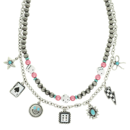 Western Gambling Multi-Charm Necklace Wild Cactus Boutique