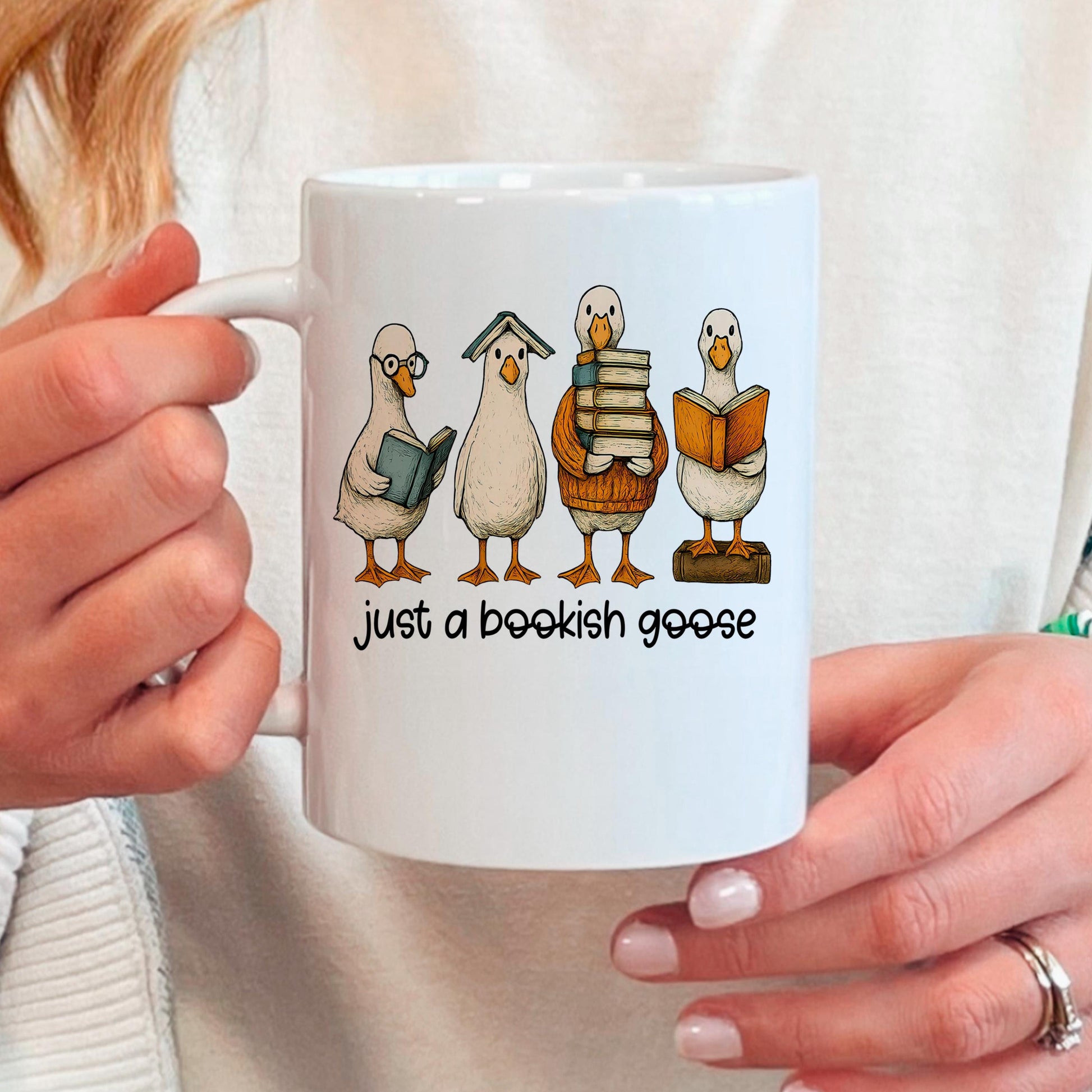 Bookish Goose Coffee Mug - Funny Book Lover Gift | Quirky Ceramic 11 oz or 15 oz Joyful Moose