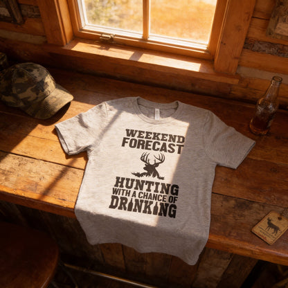 Hunting Gift for Men - Hunting with a chance of Drinking T-shirt - Funny Mens Shirt Joyful Moose
