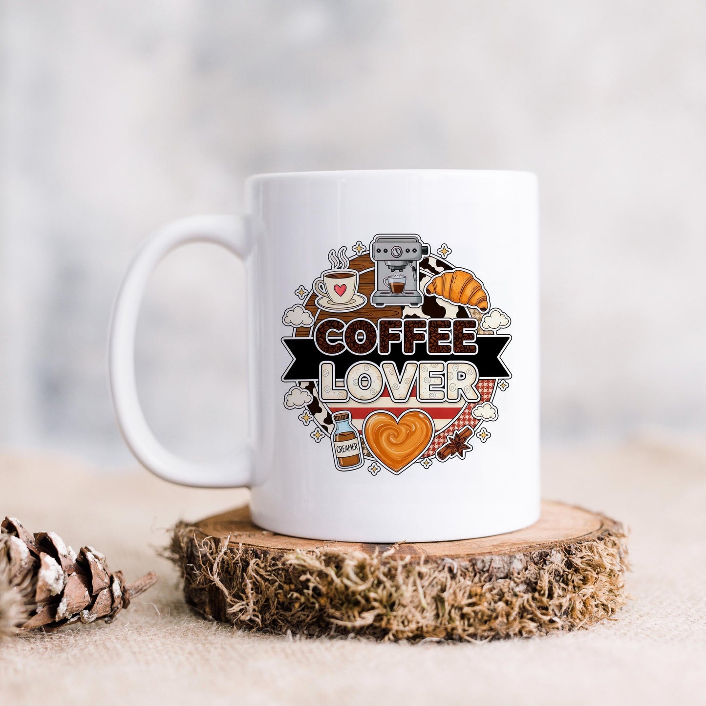 Coffee Lover Mug - Espresso Machine Ceramic Coffee Cup Gift for Latte Lovers Joyful Moose