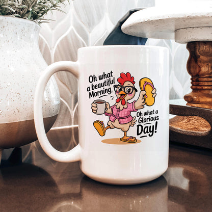 Funny Chicken Mug - Ceramic Coffee Mug, Microwave Safe Morning Cup Joyful Moose