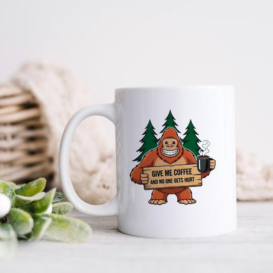 Funny Bigfoot Coffee Mug – Camping Humor Mug With Humorous Coffee Quote Joyful Moose
