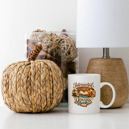 Introverted Book Lover Mug – Colorful Ceramic Coffee Cup with Witty Quote Joyful Moose