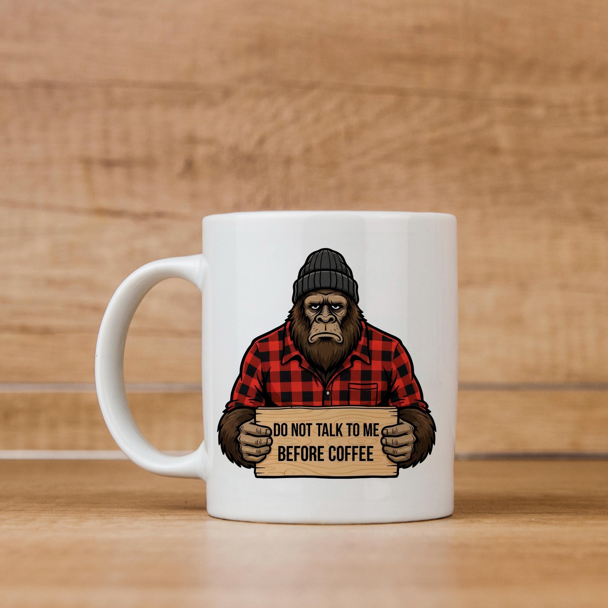 Funny Bigfoot Mug – Grumpy Sasquatch Coffee Cup | Don’t Talk Before Coffee Joyful Moose