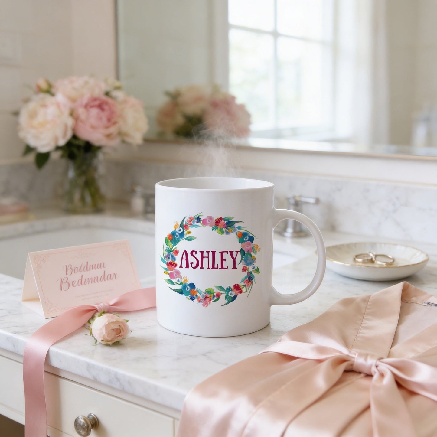 Floral Watercolor Mug - Personalized Gift for Bridesmaids Joyful Moose