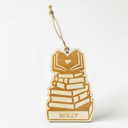 Book Christmas Ornament, book lover ornament, custom book ornament for book club gifts, Unique Personalized Holiday Gift, Reader Gifts Joyful Moose