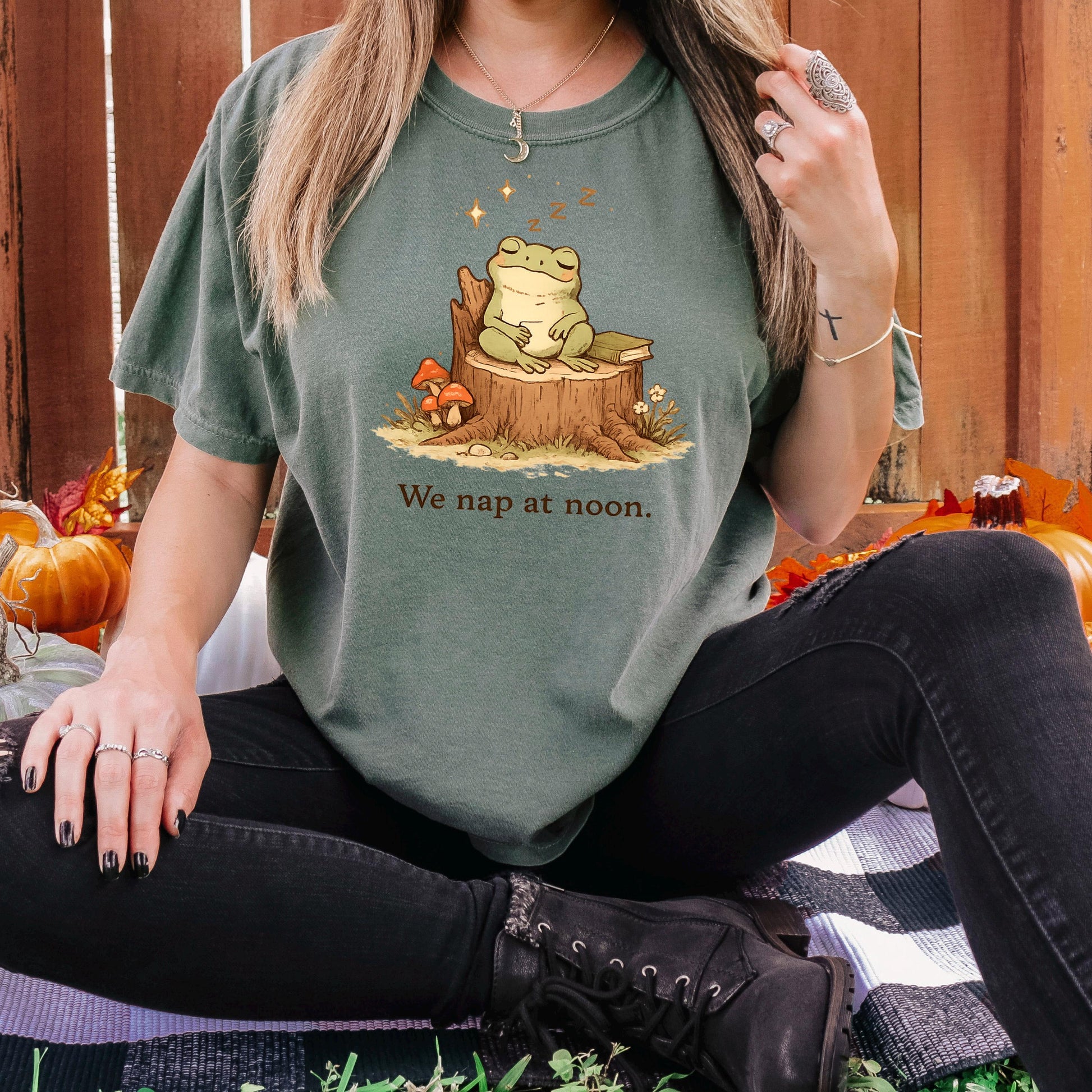 Whimsical Frog Shirt – Cute Frog Shirt With We Nap At Noon Tee, Cozy Cotton Joyful Moose