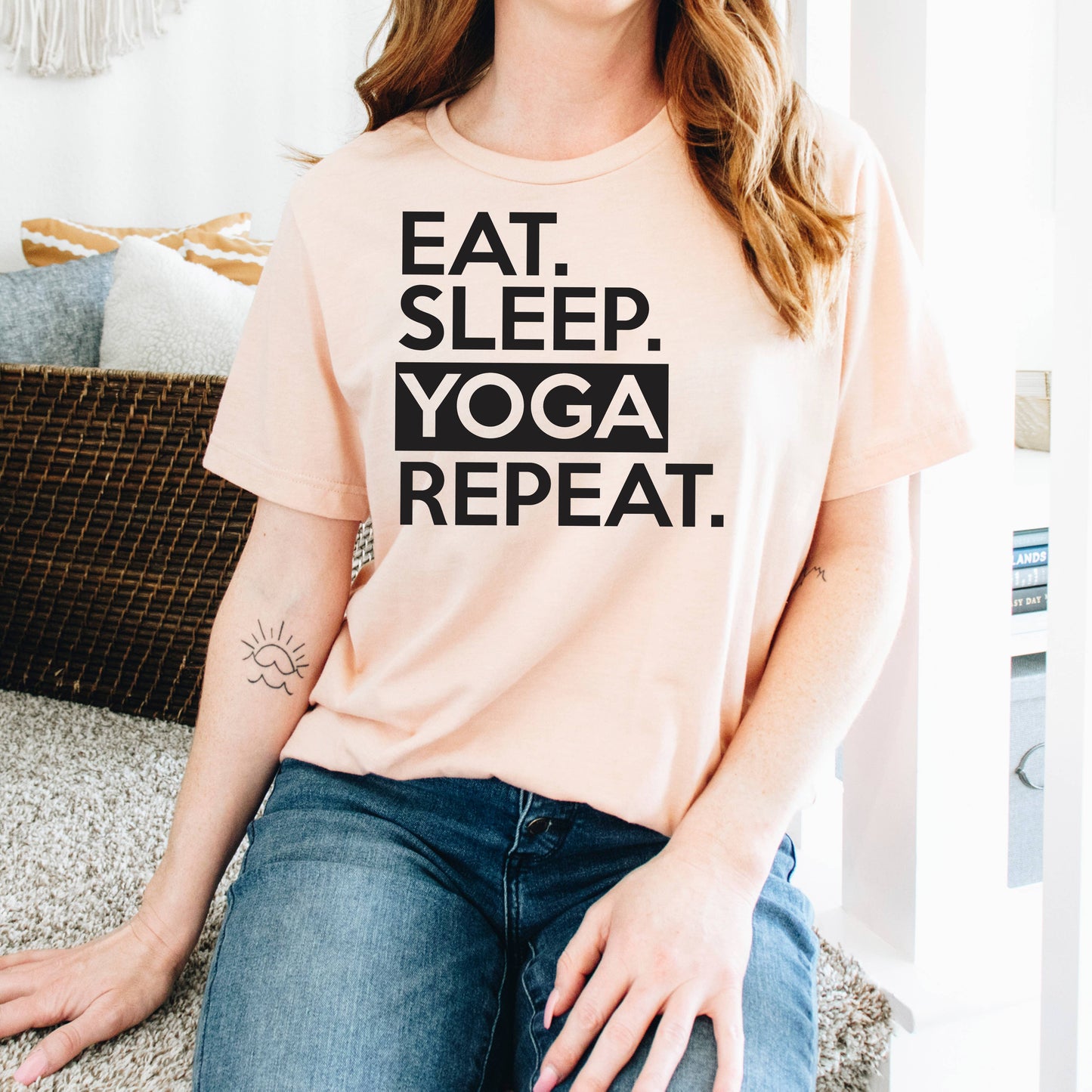 Yoga Graphic Tees Women | Eat Sleep Yoga Repeat Tee Joyful Moose