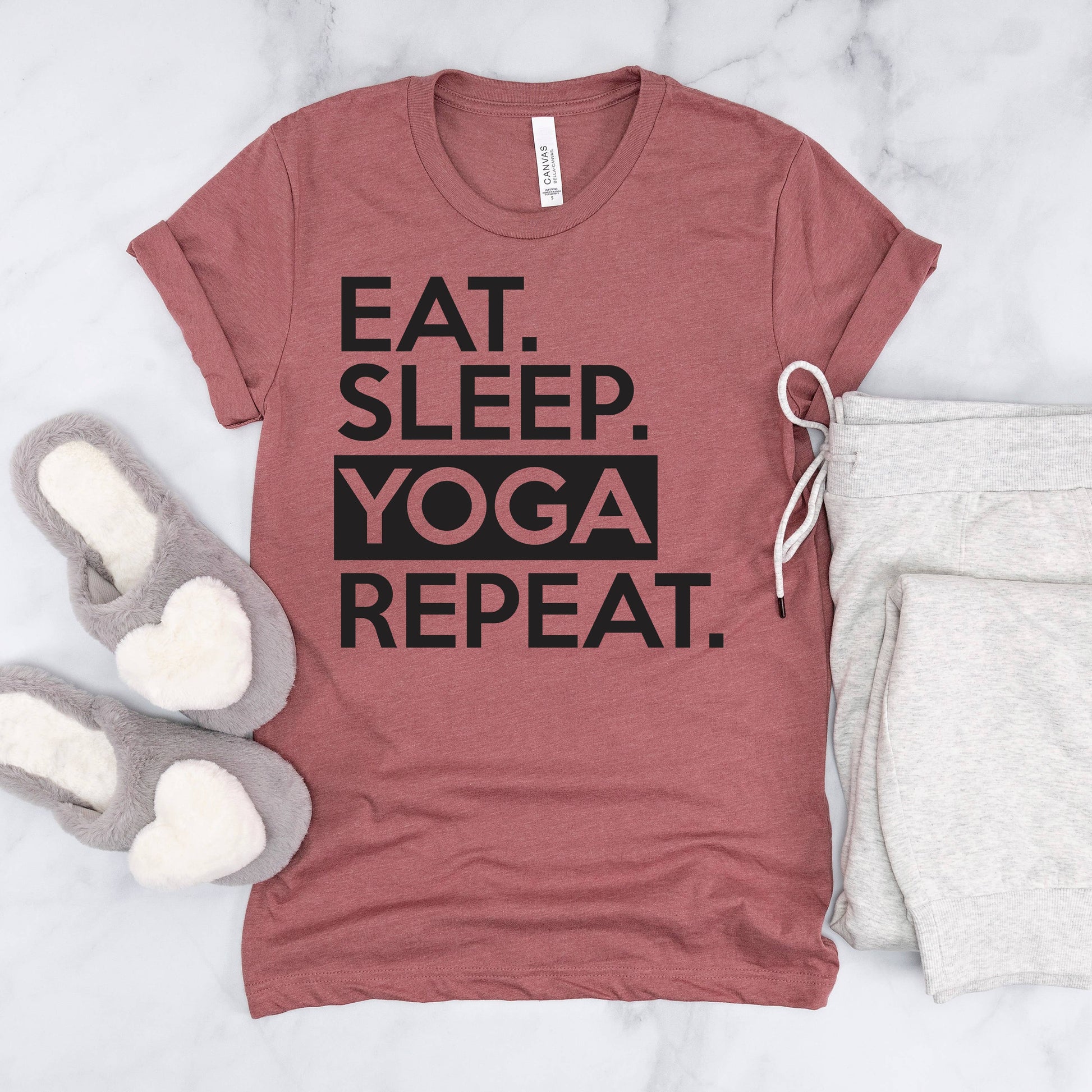 Yoga Graphic Tees Women | Eat Sleep Yoga Repeat Tee Joyful Moose