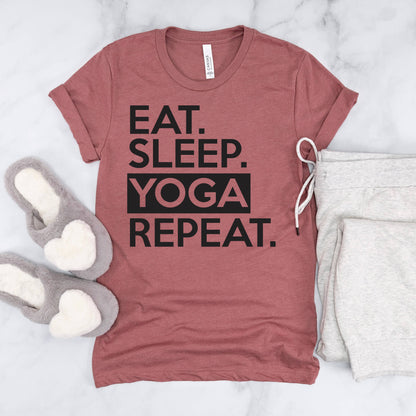 Yoga Graphic Tees Women | Eat Sleep Yoga Repeat Tee Joyful Moose