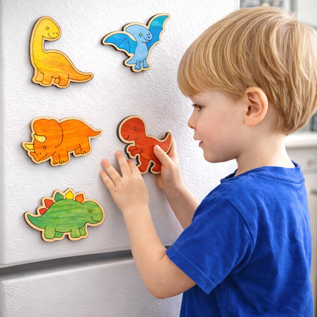 Wood Dinosaur Kit – Laser Cut Wood Craft Set of 5 | Kids Painting Activity Joyful Moose