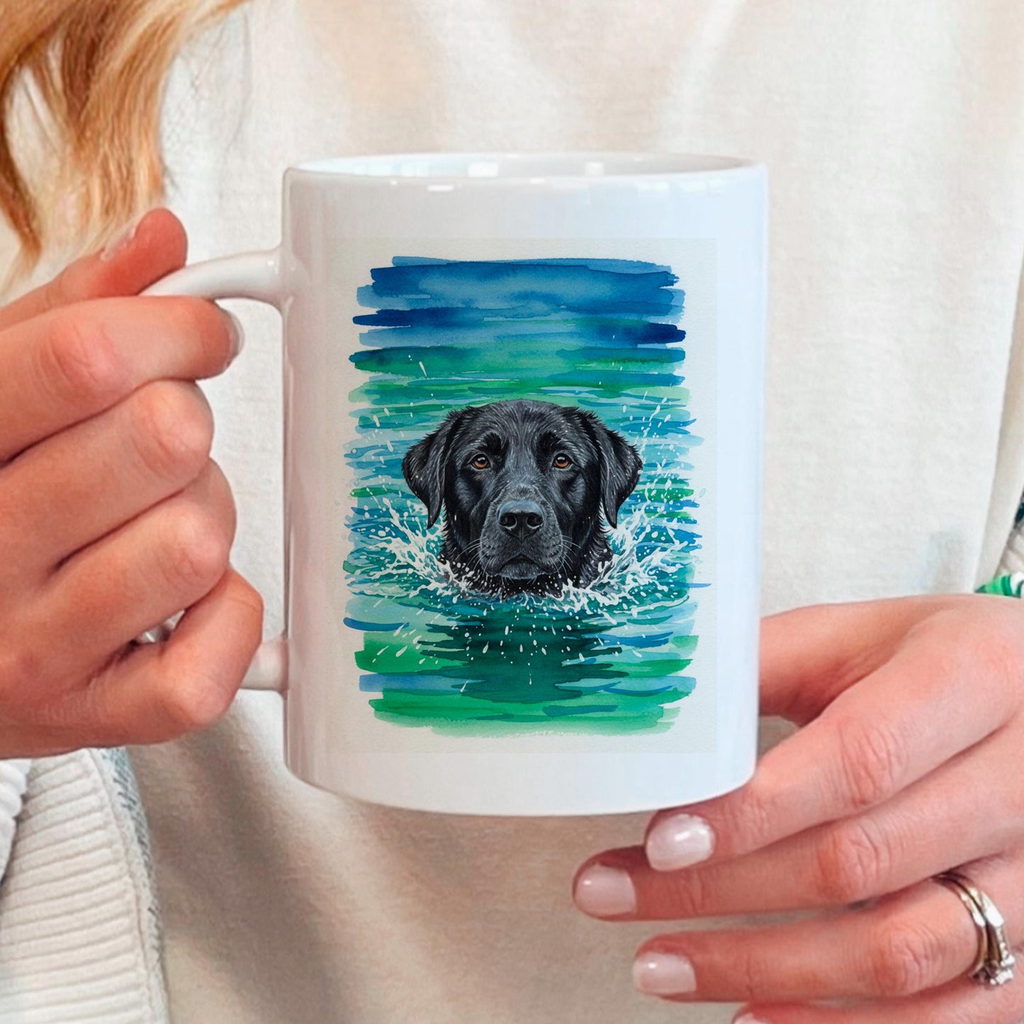 Black Labrador Mug - Watercolor Dog Lover Coffee Cup | Lab Owner Gift Joyful Moose