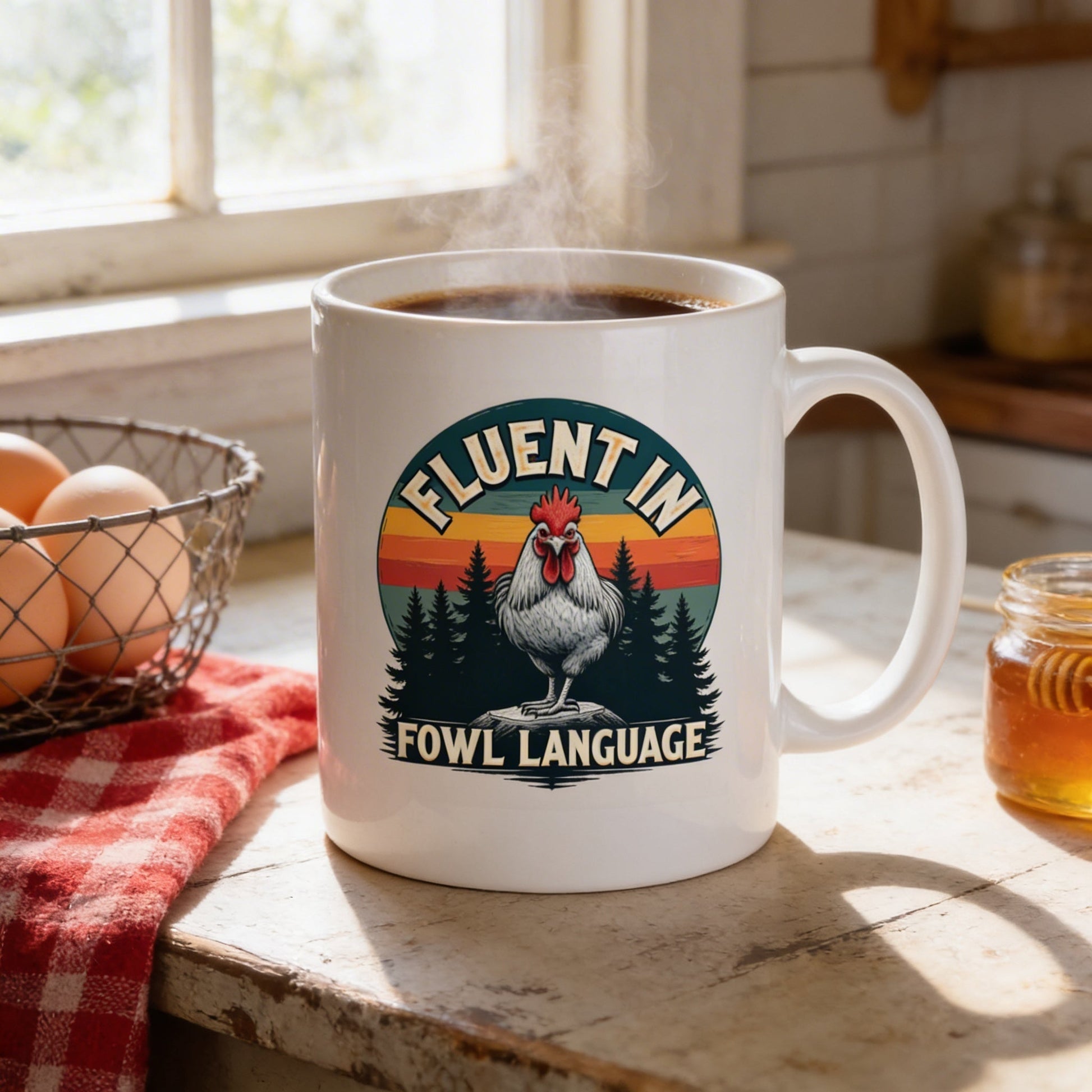 Funny Chicken Coffee Cup - Farm Humor Mug With Rooster Design | Ceramic, Dishwasher Safe Joyful Moose