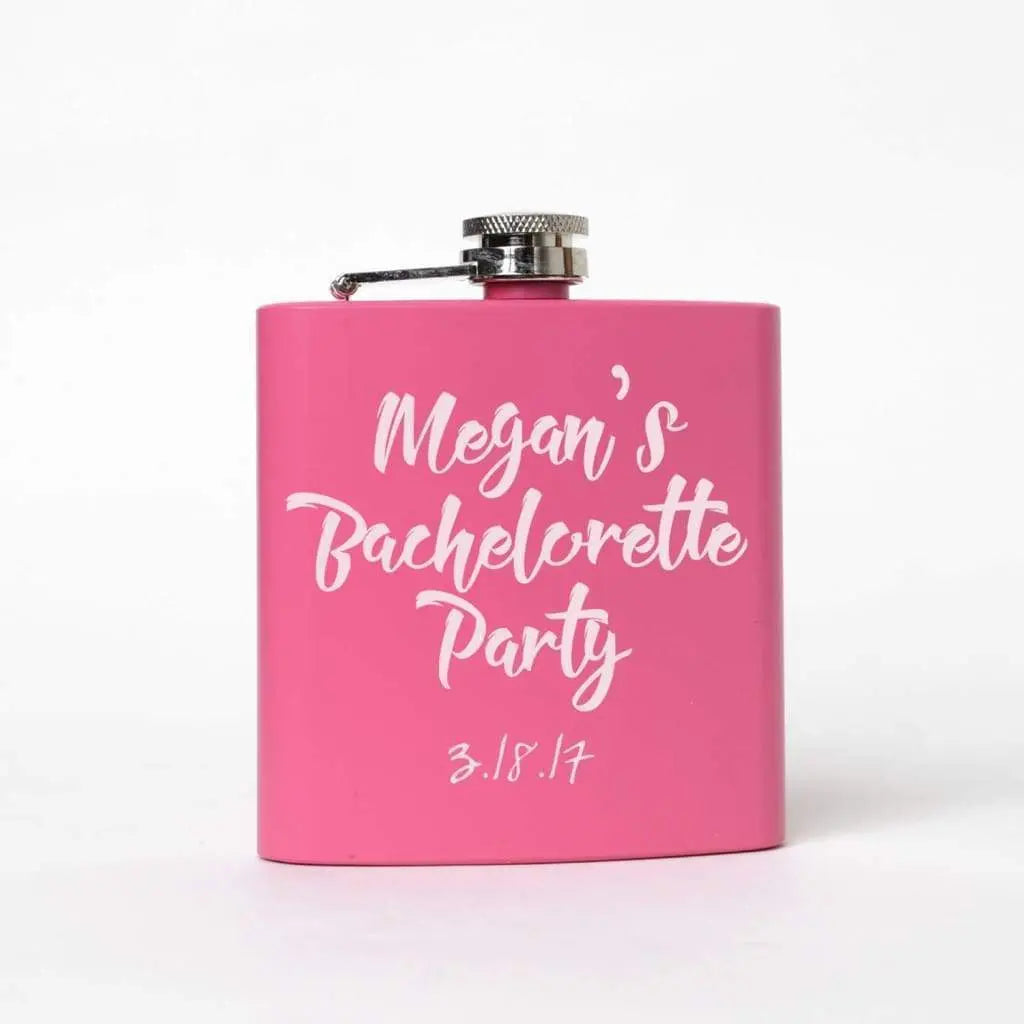 Bachelorette Party Pink Flask - Personalized bachelorette party favors Custom gifts supplies Joyful Moose