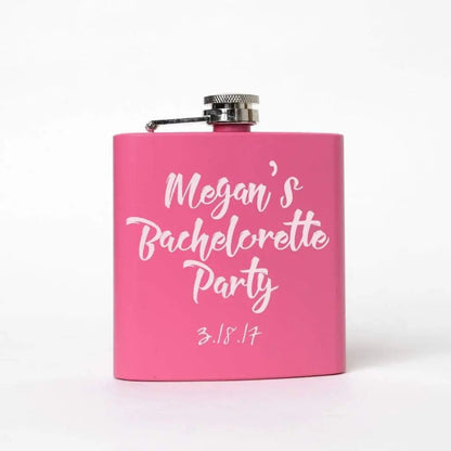 Bachelorette Party Pink Flask - Personalized bachelorette party favors Custom gifts supplies Joyful Moose