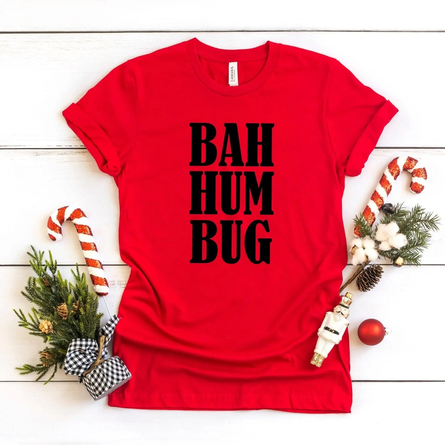 bah humbug Funny Christmas shirt, Red Christmas tee Joyful Moose