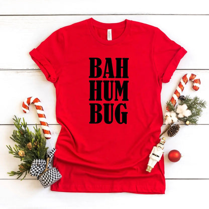 bah humbug Funny Christmas shirt, Red Christmas tee Joyful Moose