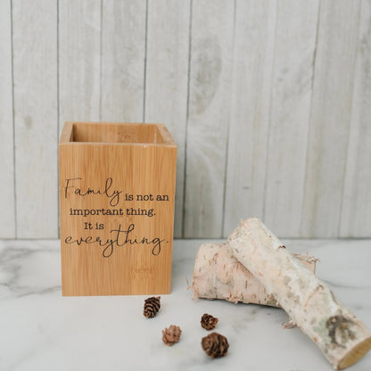 Bamboo Kitchen Utensil Holder, Kitchen Decor with Family Quote, Housewarming Gifts, Christmas Gift for Mom, Birthday Gifts for Mother Joyful Moose