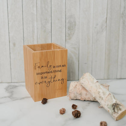 Bamboo Kitchen Utensil Holder, Kitchen Decor with Family Quote, Housewarming Gifts, Christmas Gift for Mom, Birthday Gifts for Mother Joyful Moose