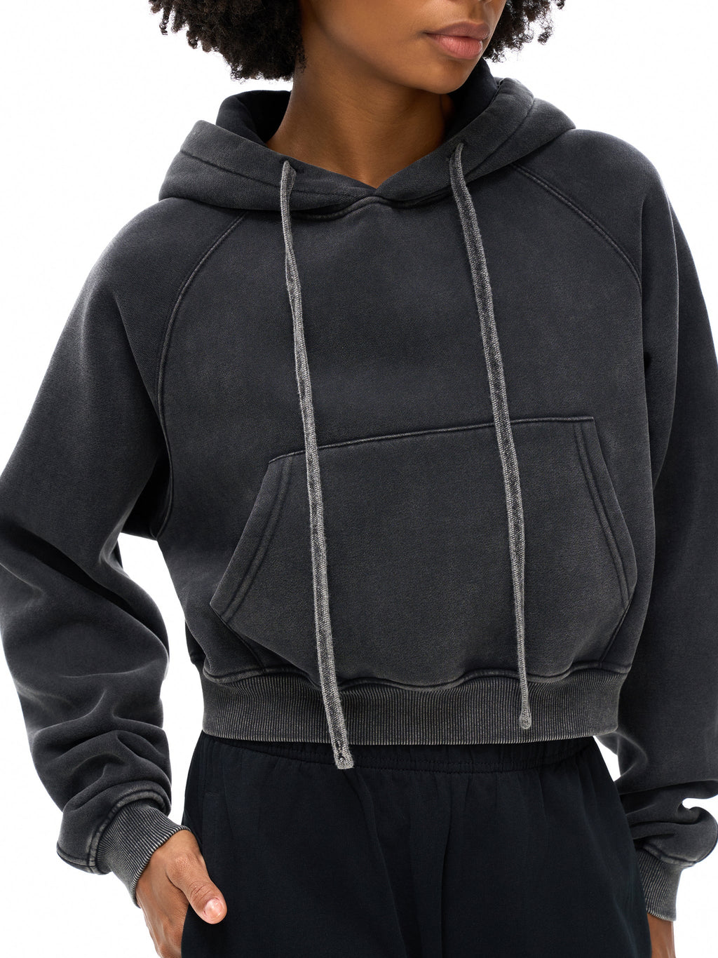 Basic B Grunge Wash Cropped Hoodie Goth Cloth Co.