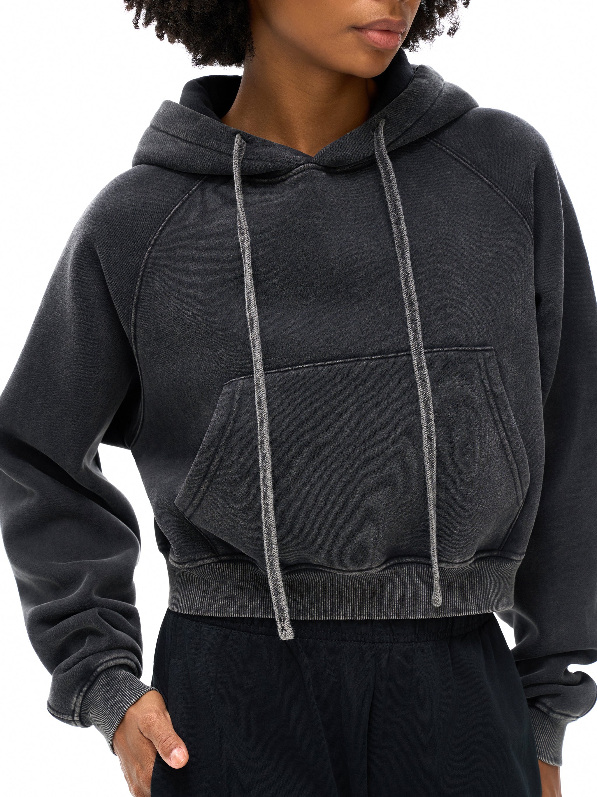 Basic B Grunge Wash Cropped Hoodie Goth Cloth Co.