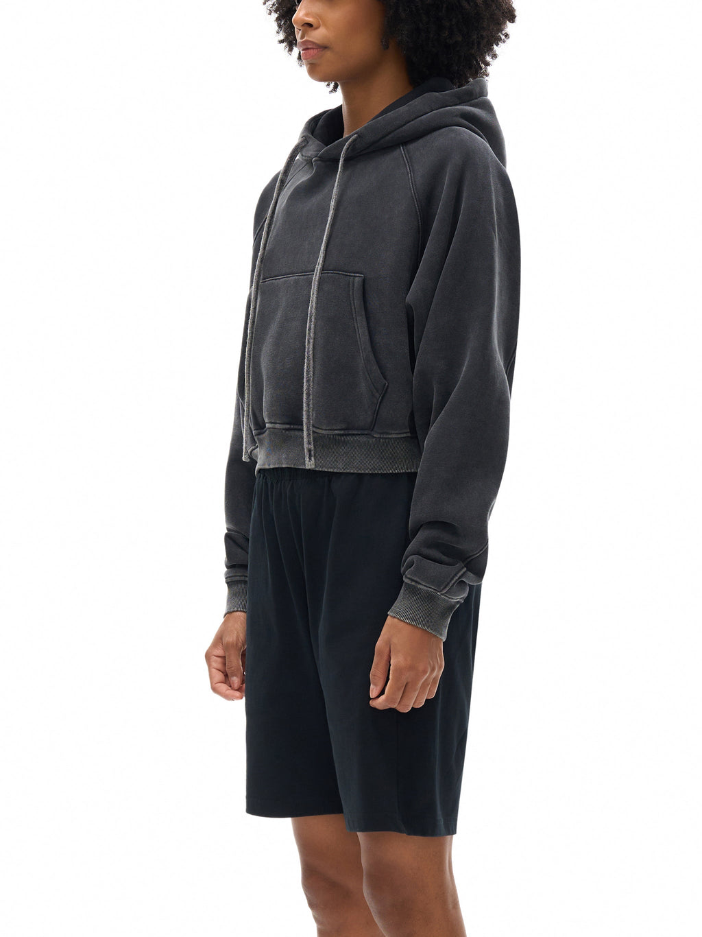 Basic B Grunge Wash Cropped Hoodie Goth Cloth Co.