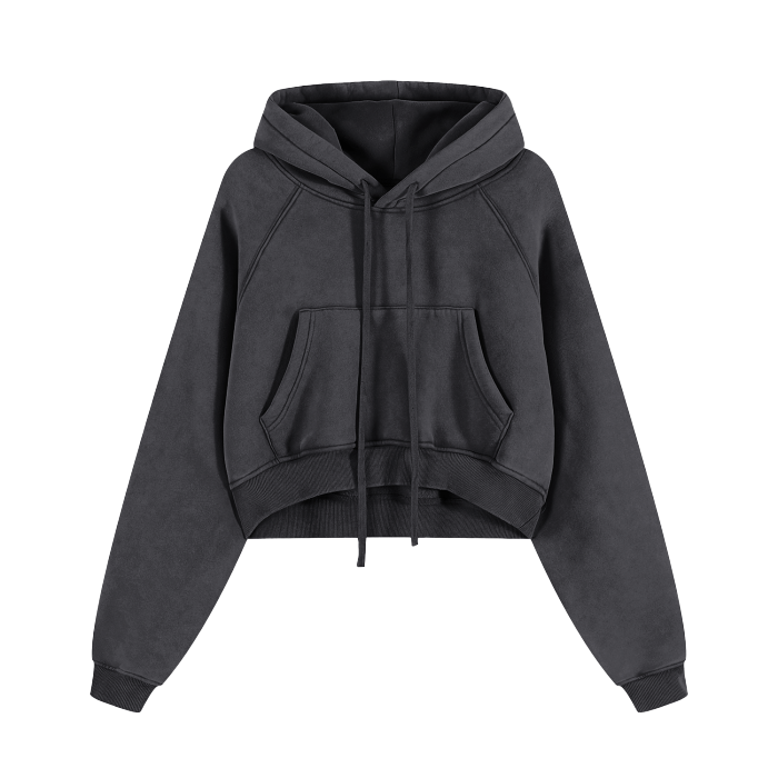 Basic B Grunge Wash Cropped Hoodie Goth Cloth Co.