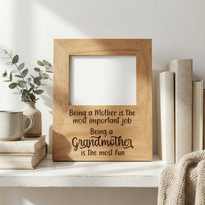 Grandmother Photo Frame - Mothers Day Gift for Grandma - Wood Picture Frame Inspirational Quote Joyful Moose